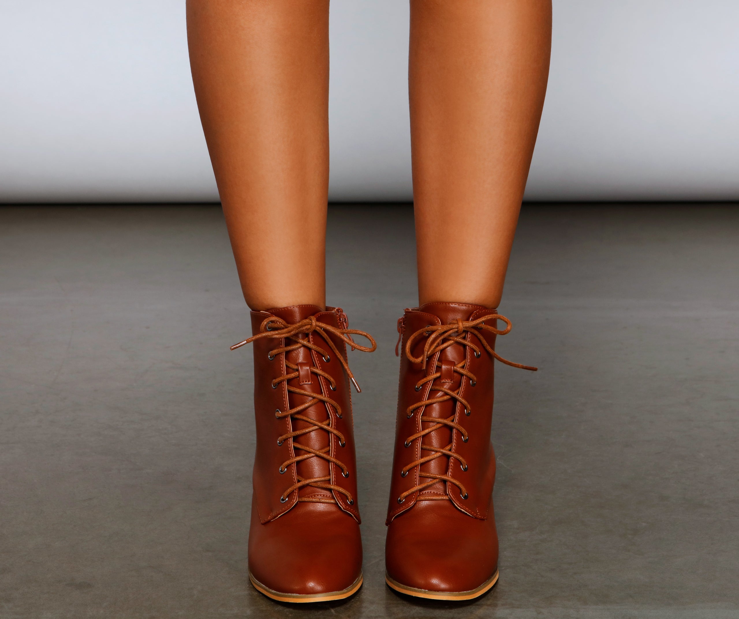 Cozy Cutie Lace-Up Block Heel Booties Newgew