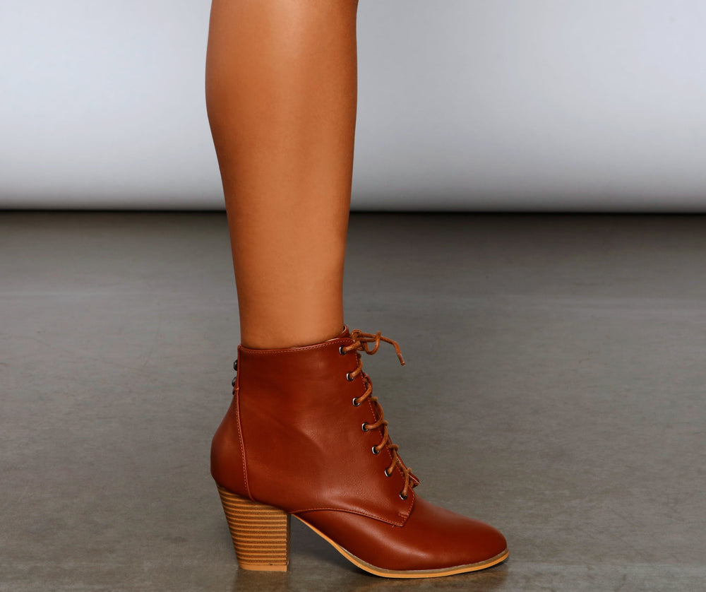 Cozy Cutie Lace-Up Block Heel Booties Newgew