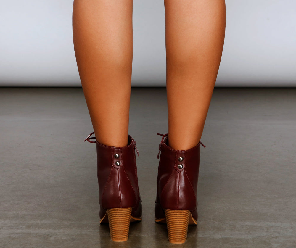 Cozy Cutie Lace-Up Block Heel Booties Newgew