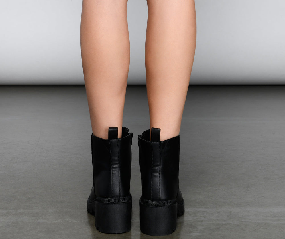 Edgy Glam Lug Sole Ankle Booties Newgew