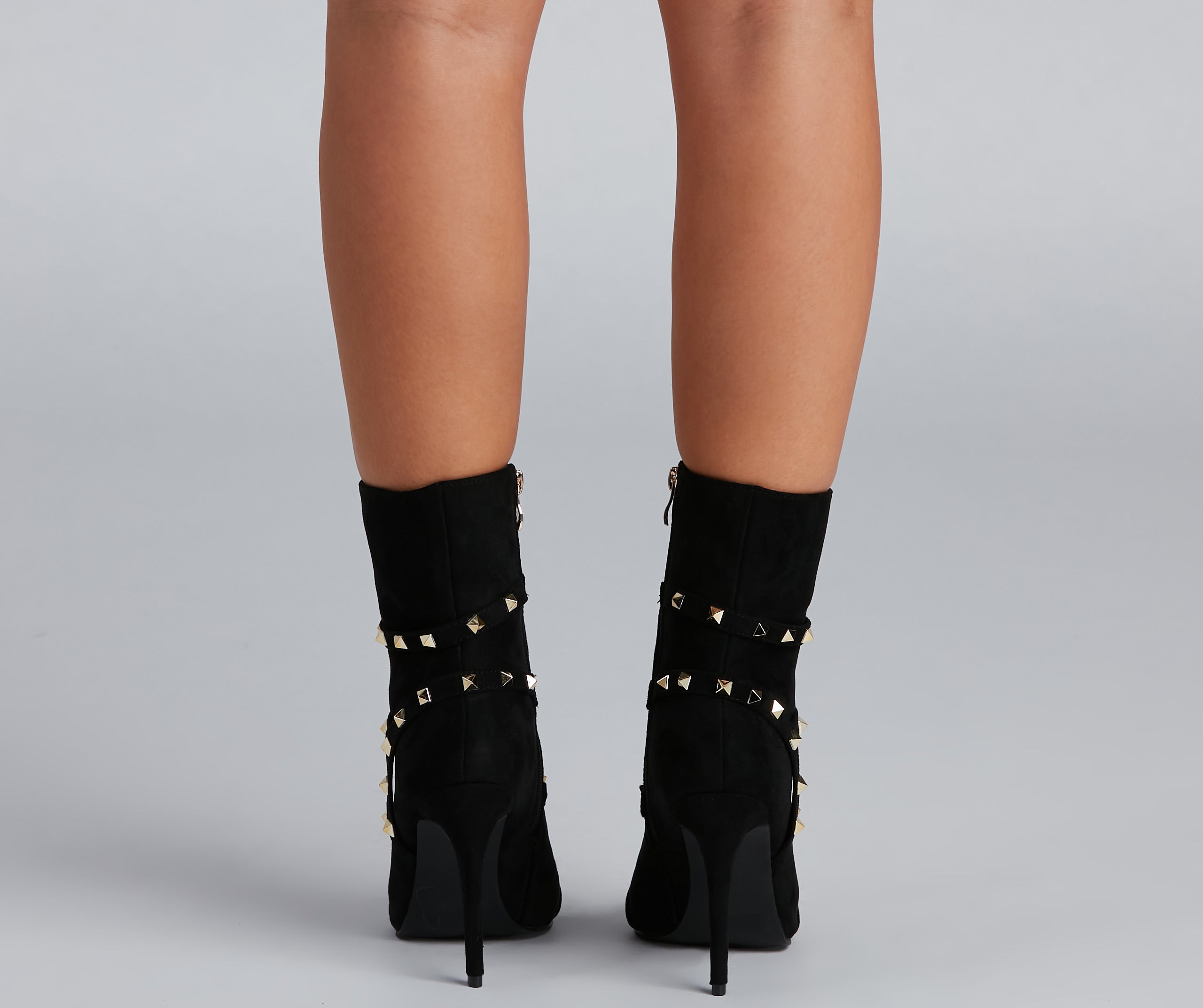 Hey Stud Caged Stiletto Booties Newgew