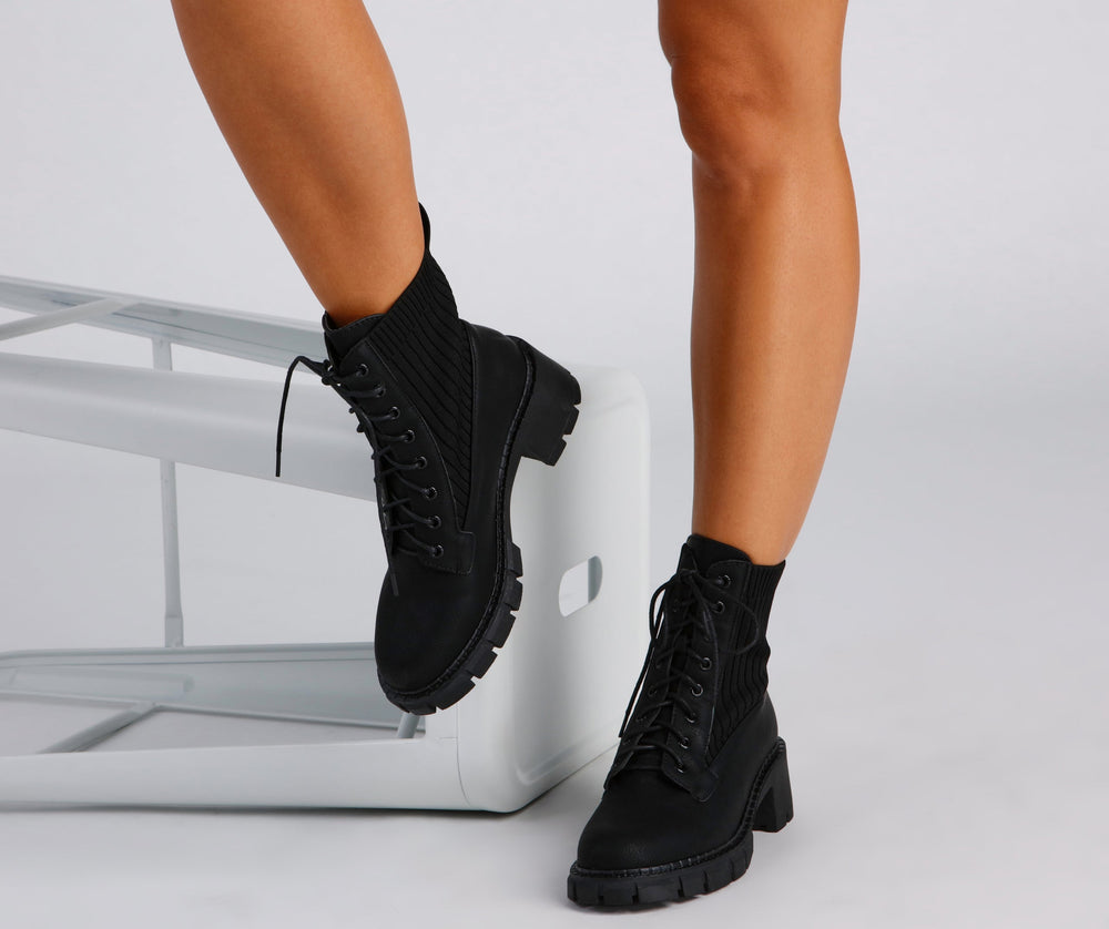 Trendy Status Knit Detail Boots Newgew