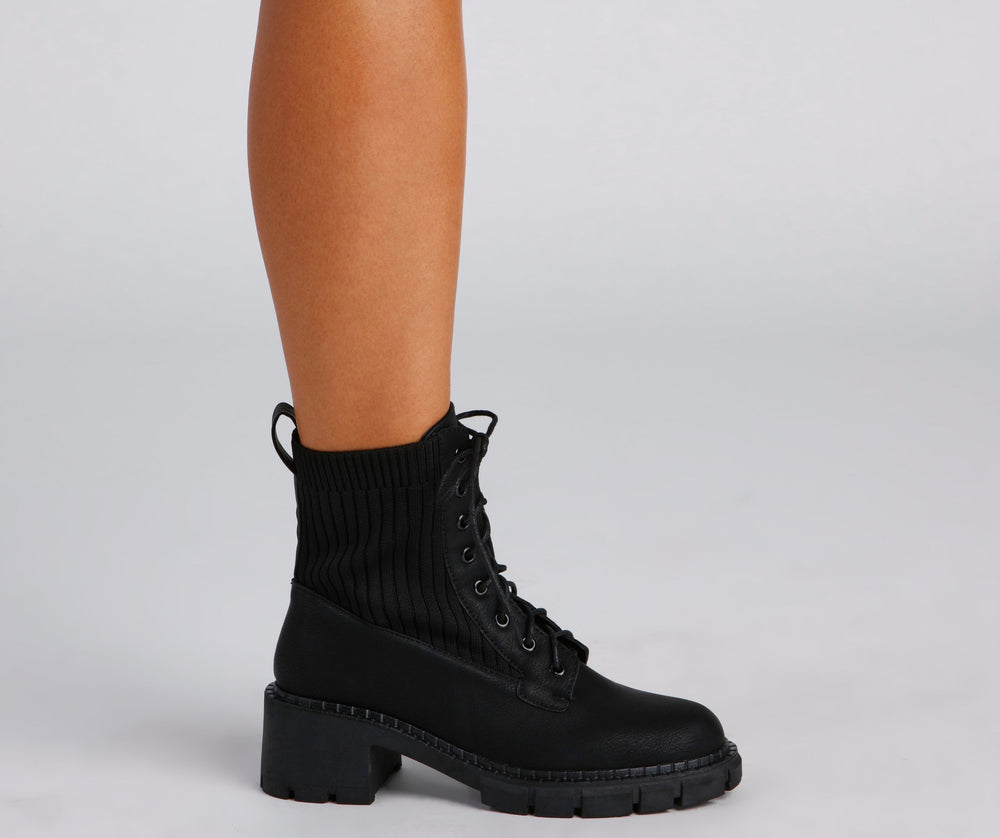 Trendy Status Knit Detail Boots Newgew