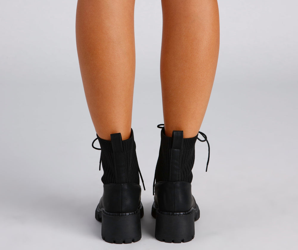 Trendy Status Knit Detail Boots Newgew