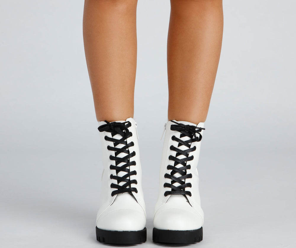Feelin' Bold Lace-Up Booties Newgew