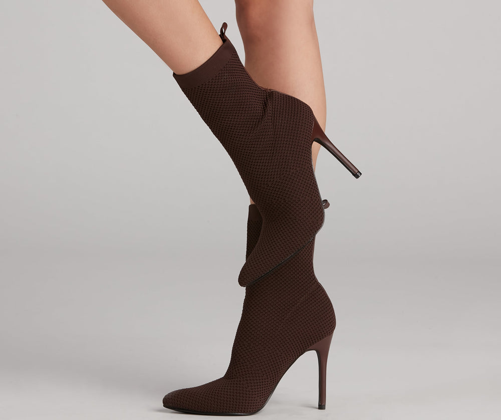 Major Strut Knit Stiletto Booties Newgew