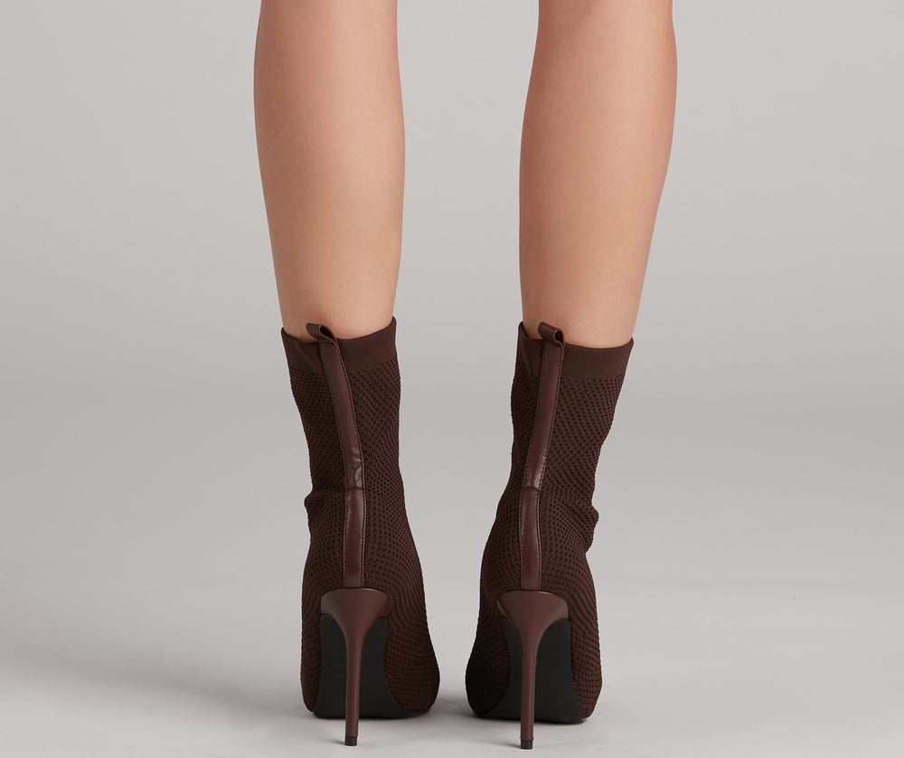 Major Strut Knit Stiletto Booties Newgew