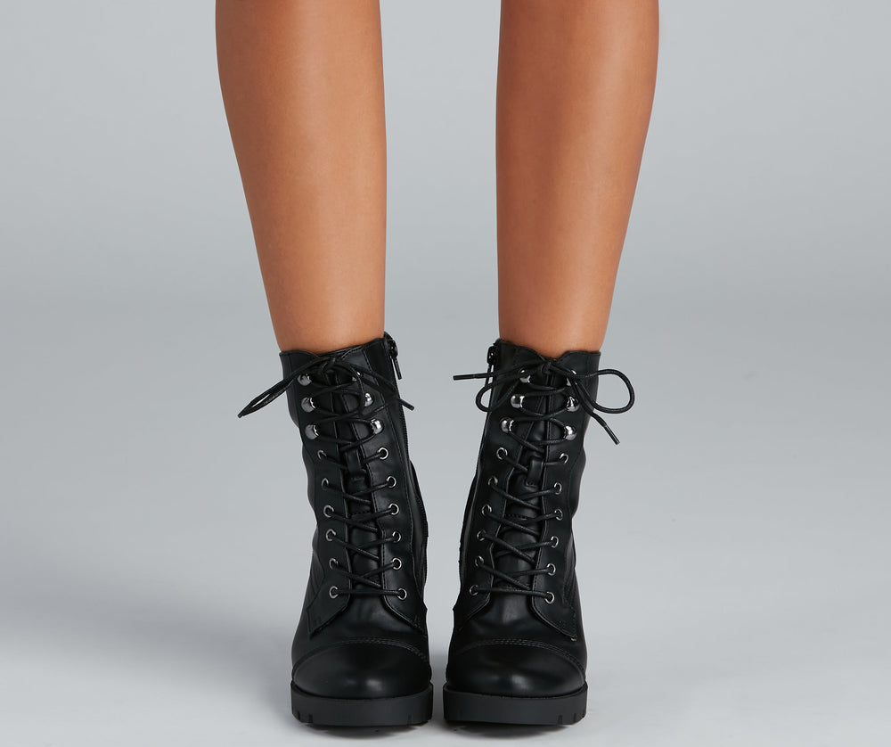 Wild Side Faux Leather Lug Boots Newgew