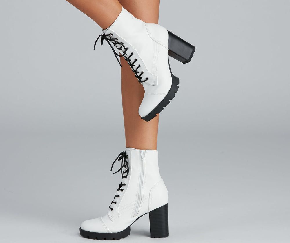 Wild Side Faux Leather Lug Boots Newgew