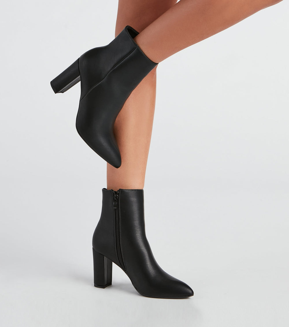Back To Basics Faux Leather Ankle Booties Newgew