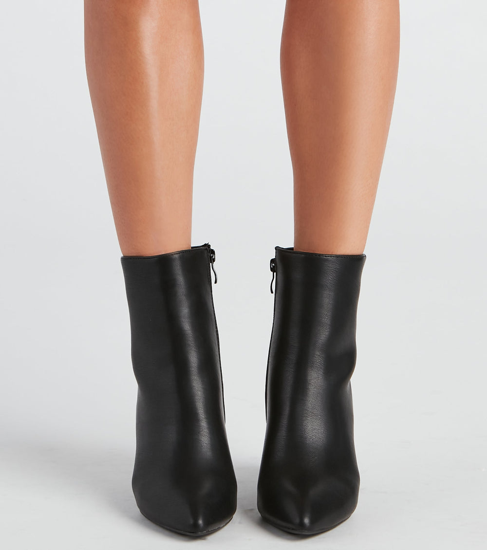 Back To Basics Faux Leather Ankle Booties Newgew