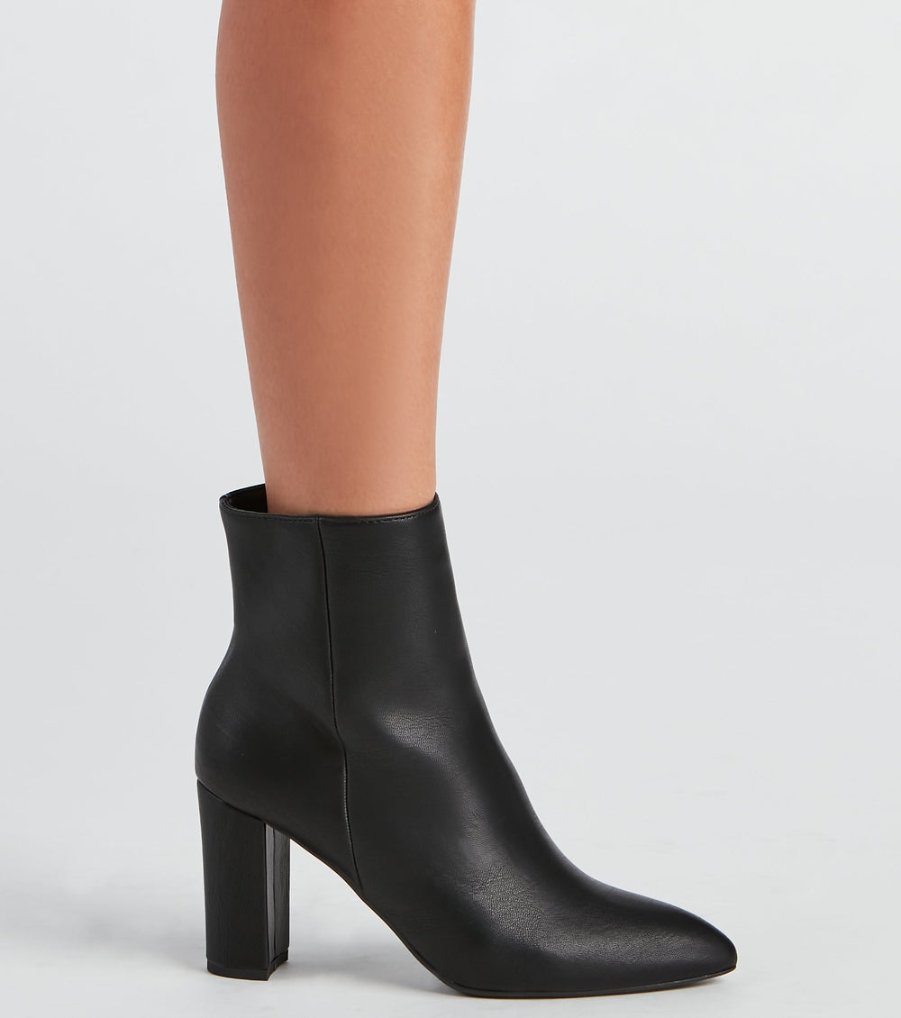Back To Basics Faux Leather Ankle Booties Newgew
