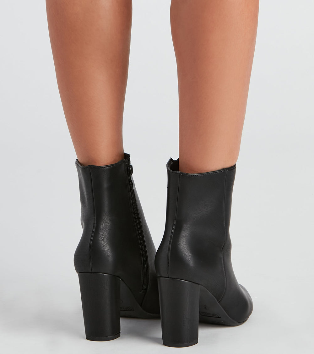 Back To Basics Faux Leather Ankle Booties Newgew