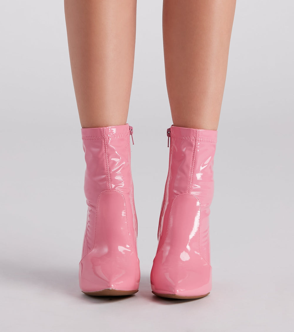 Savvy Sis Patent Pointed Toe Booties Newgew
