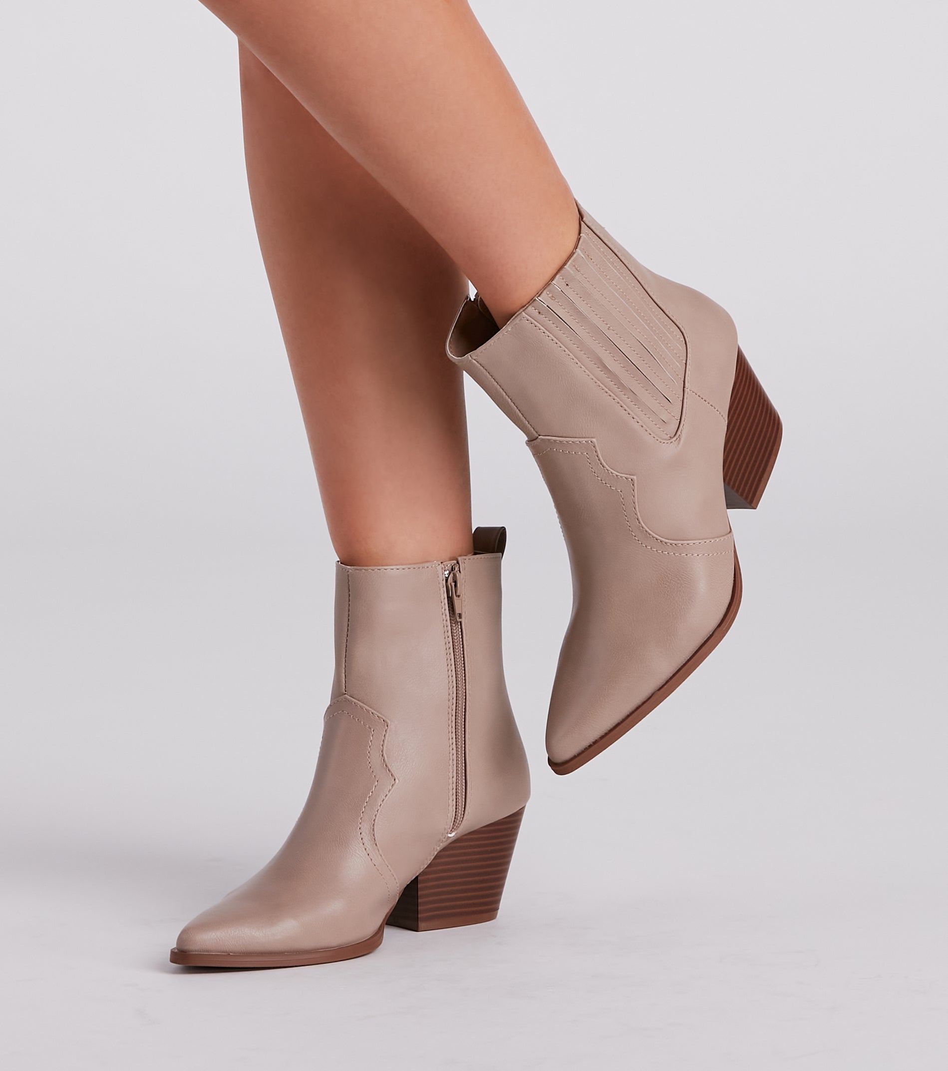 Country Kicks Faux Leather Block Booties Newgew