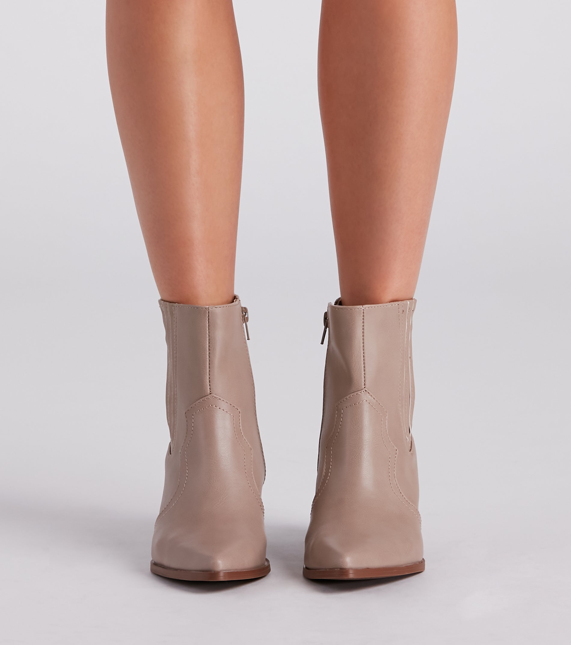 Country Kicks Faux Leather Block Booties Newgew