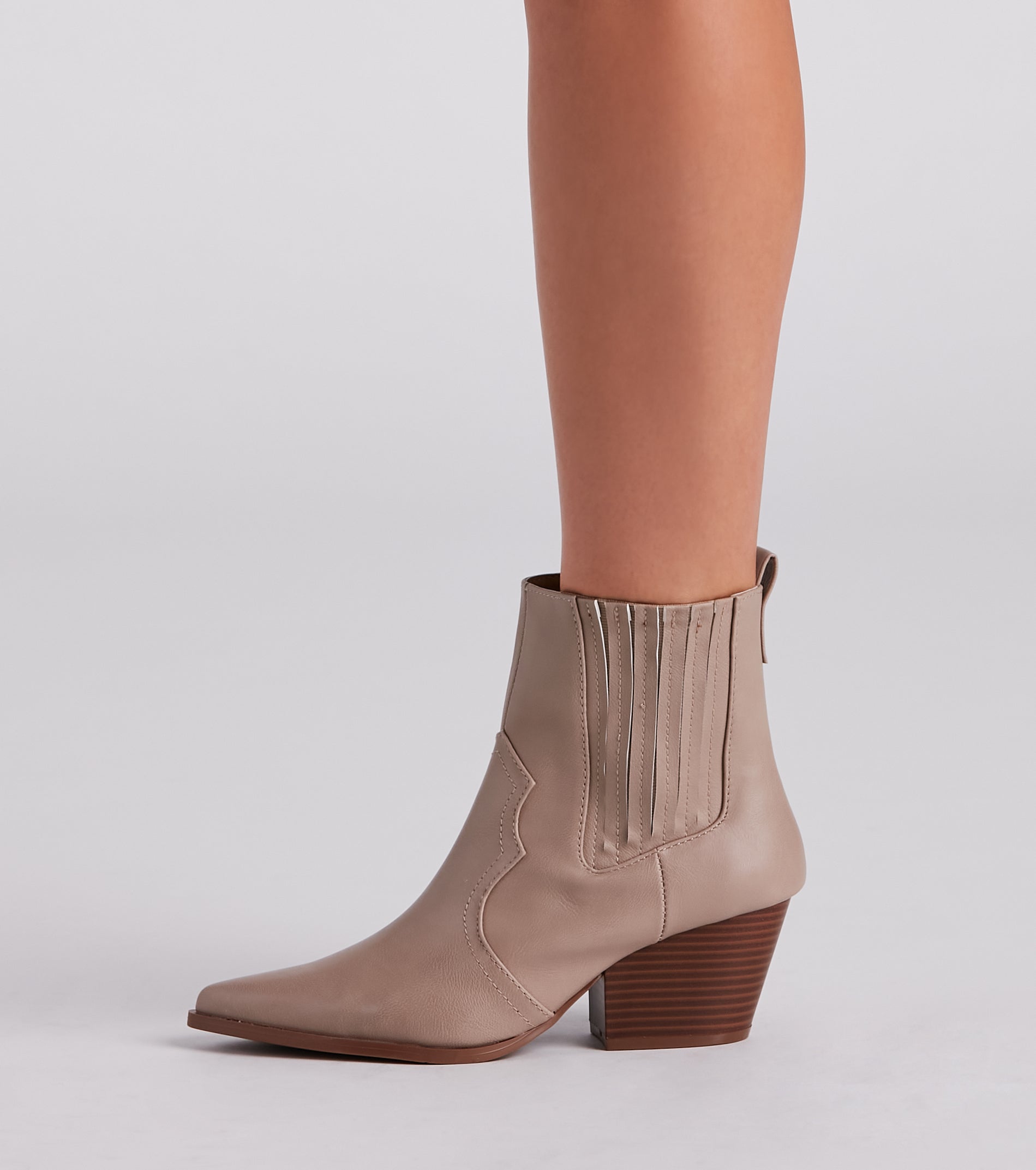 Country Kicks Faux Leather Block Booties Newgew