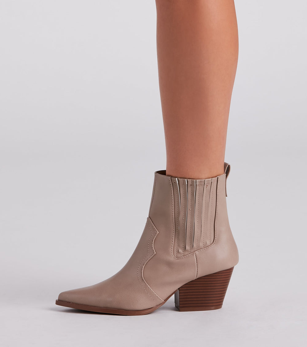 Country Kicks Faux Leather Block Booties Newgew