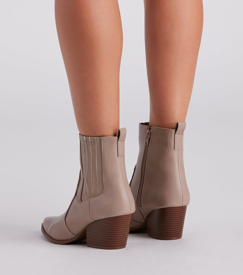 Country Kicks Faux Leather Block Booties Newgew