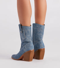 Trendy Country Style Western Denim Booties Newgew