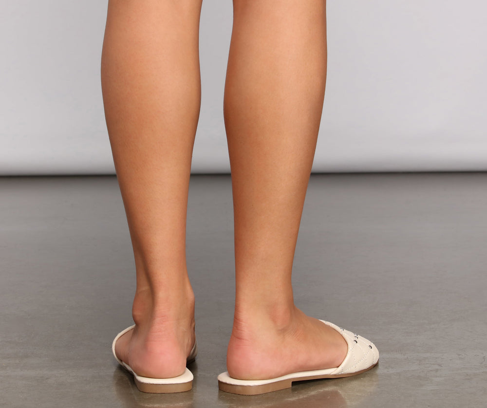 Faux Leather Quilted Studded Sandals Newgew