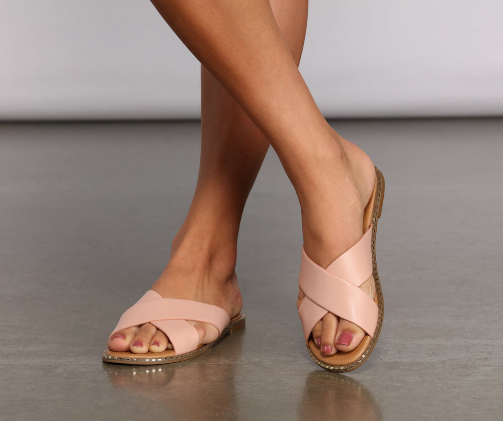 Criss Cross Studded Glam Sandals Newgew