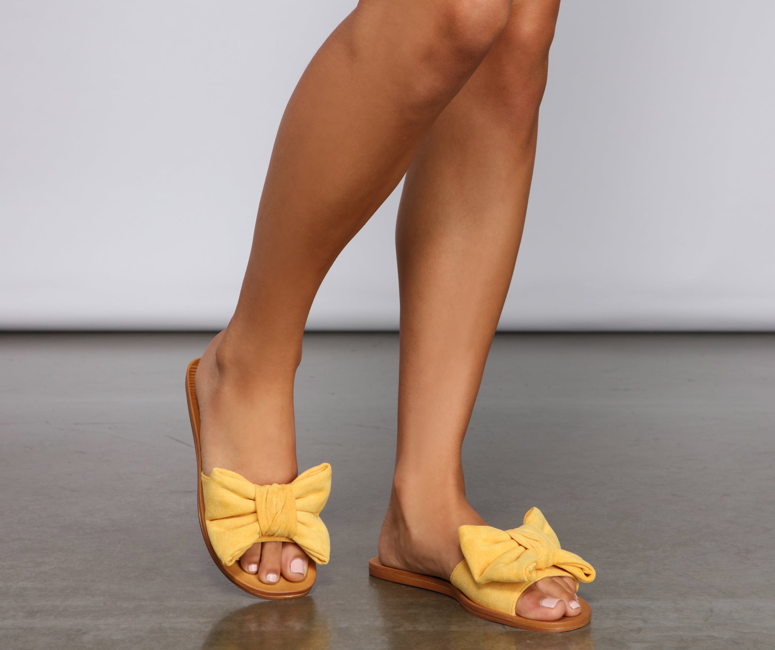 Sealed And Chic Faux Suede Bow Sandals Newgew