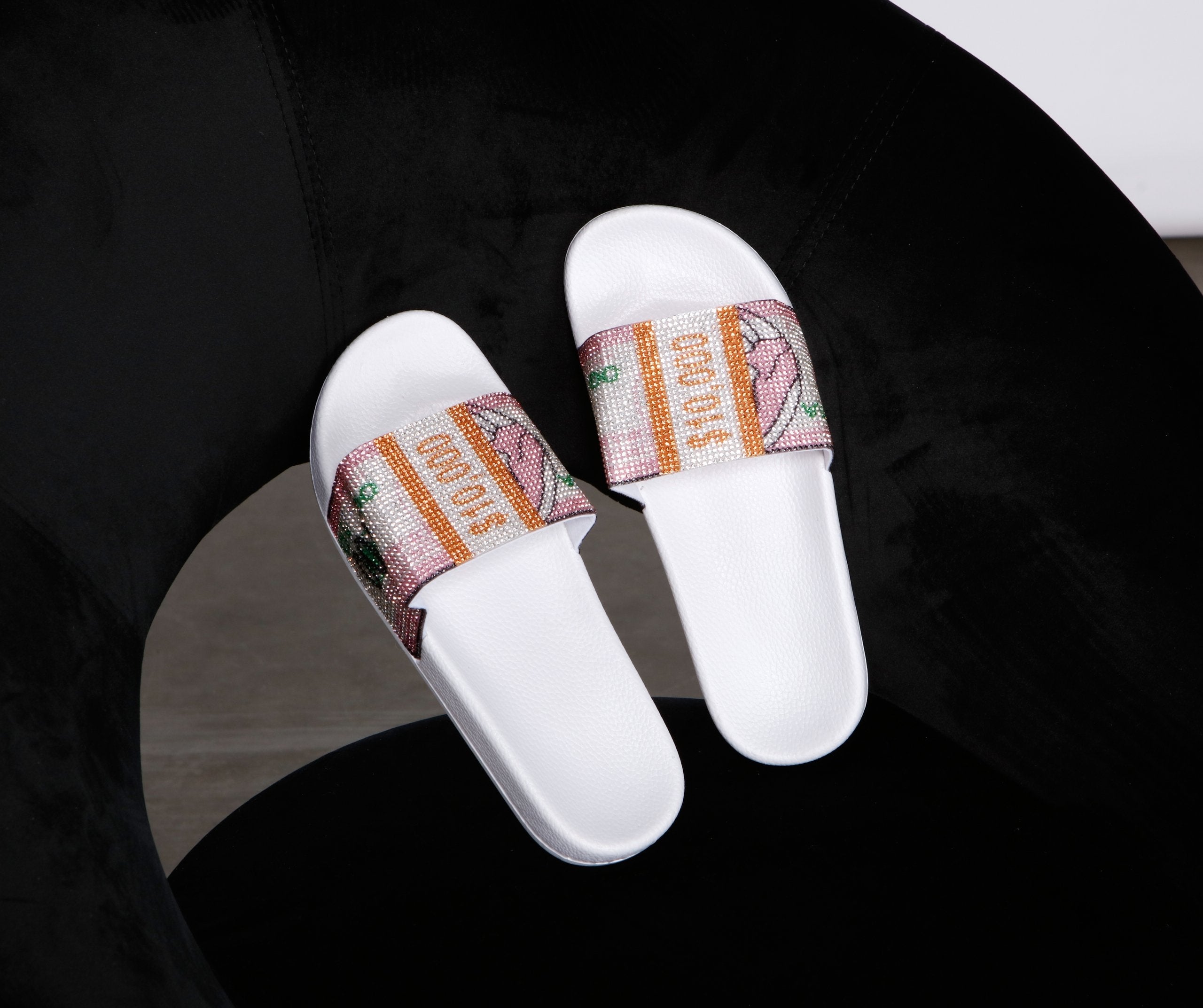 The Good Life Rhinestone Money Slides Newgew