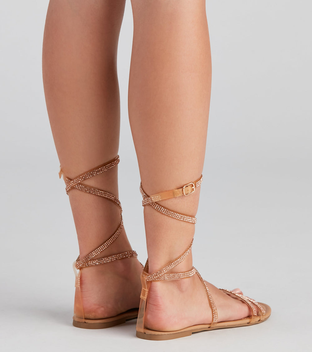 Glam Radar Lace-Up Flat Sandals Newgew