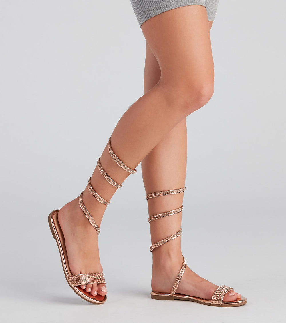 Glam Spiral Rhinestone Sandals Newgew