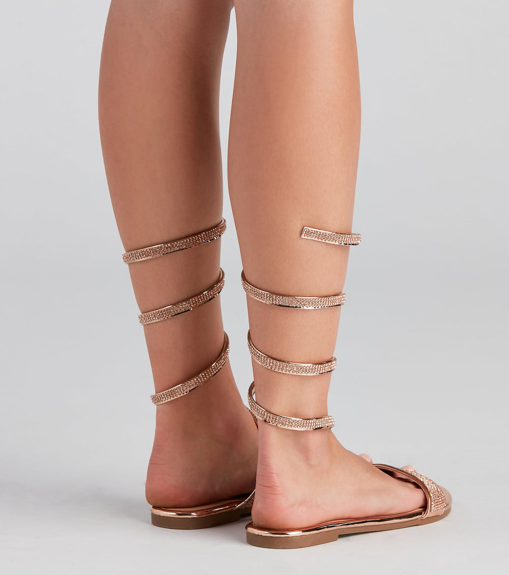 Glam Spiral Rhinestone Sandals Newgew
