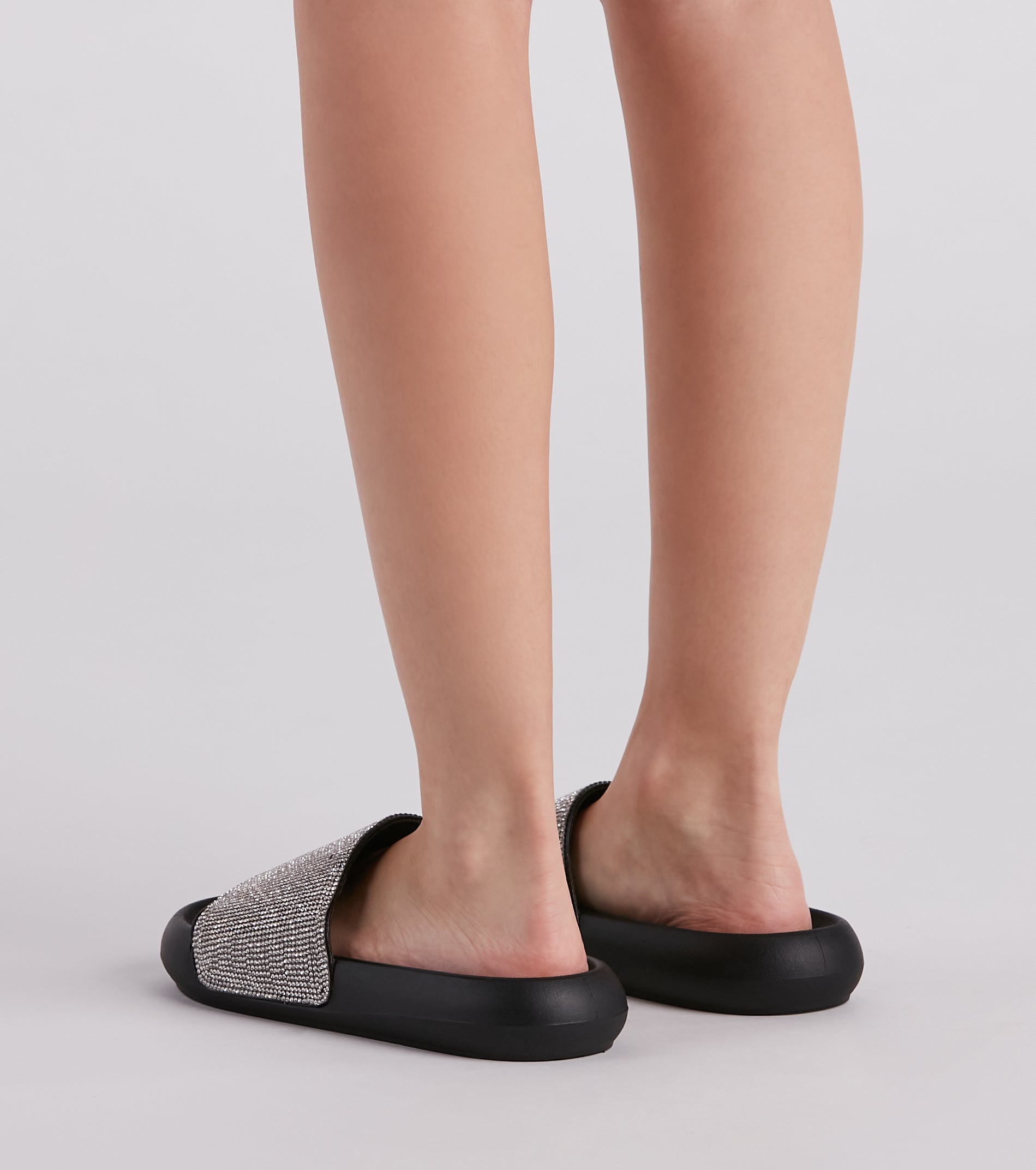 Luxe Lounge Rhinestone Strap Slides Newgew