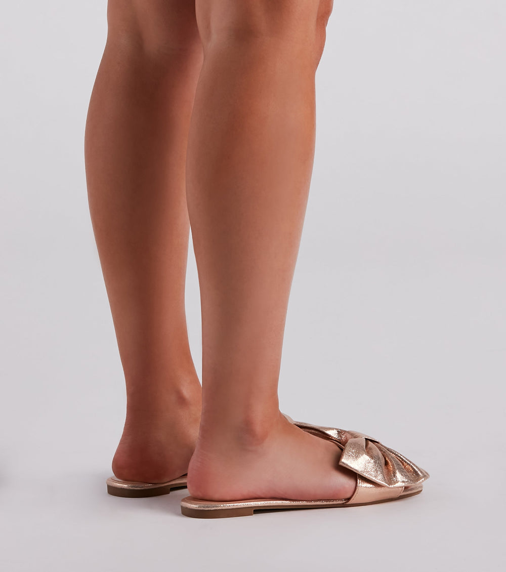 Can't Stop This Shine Metallic Bow Sandals Newgew