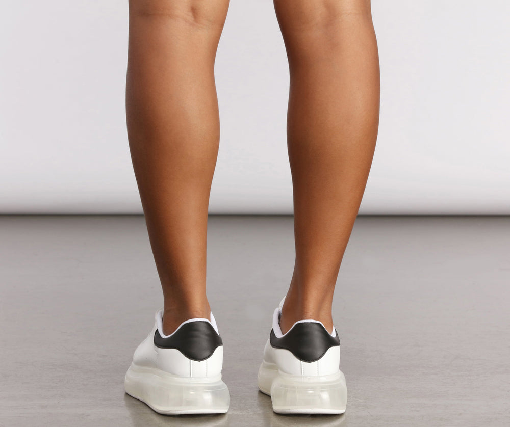 Basic Lace-Up Clear Platform Sneakers Newgew