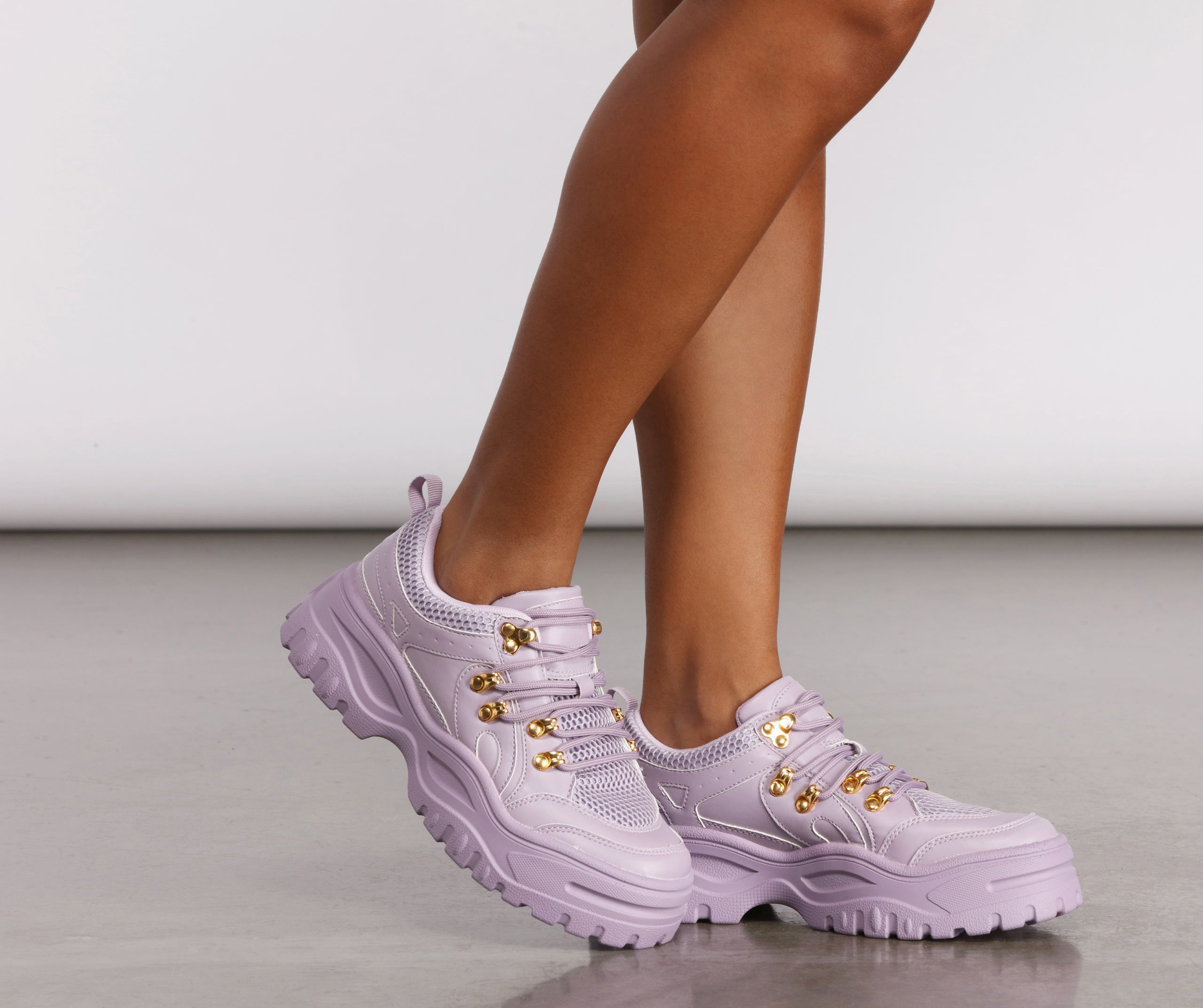 Pop of Glam Chunky Bungee Lace Sneakers Newgew