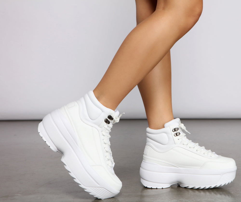 Too Fab Faux Leather Platform Sneakers Newgew