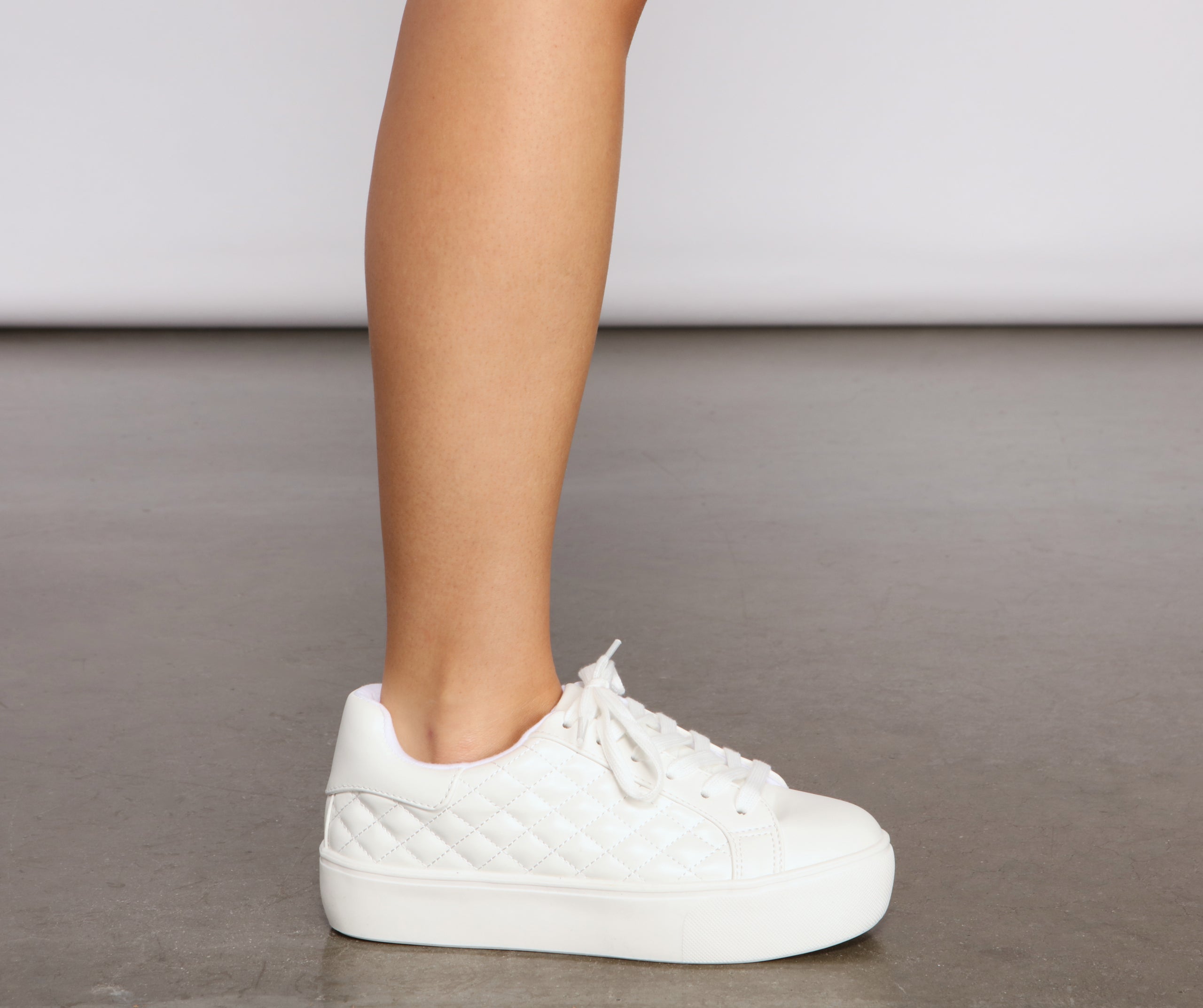 Faux Leather Quilted Chic Sneakers Newgew