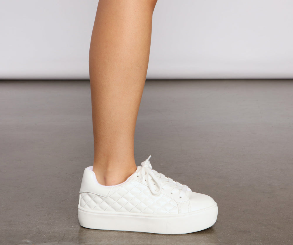 Faux Leather Quilted Chic Sneakers Newgew