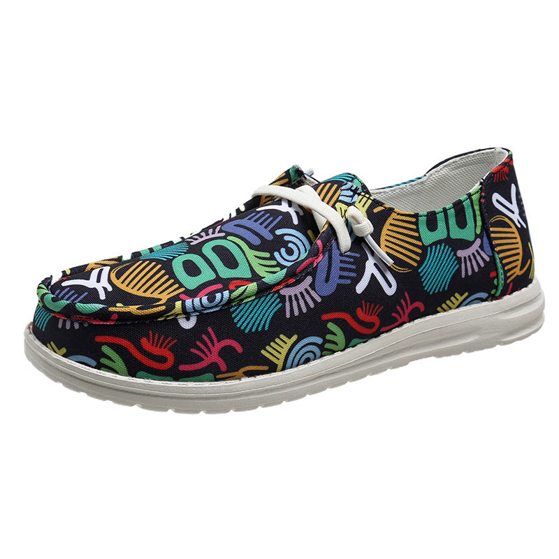 Print Lace-Up Loafers Shoes Newgew