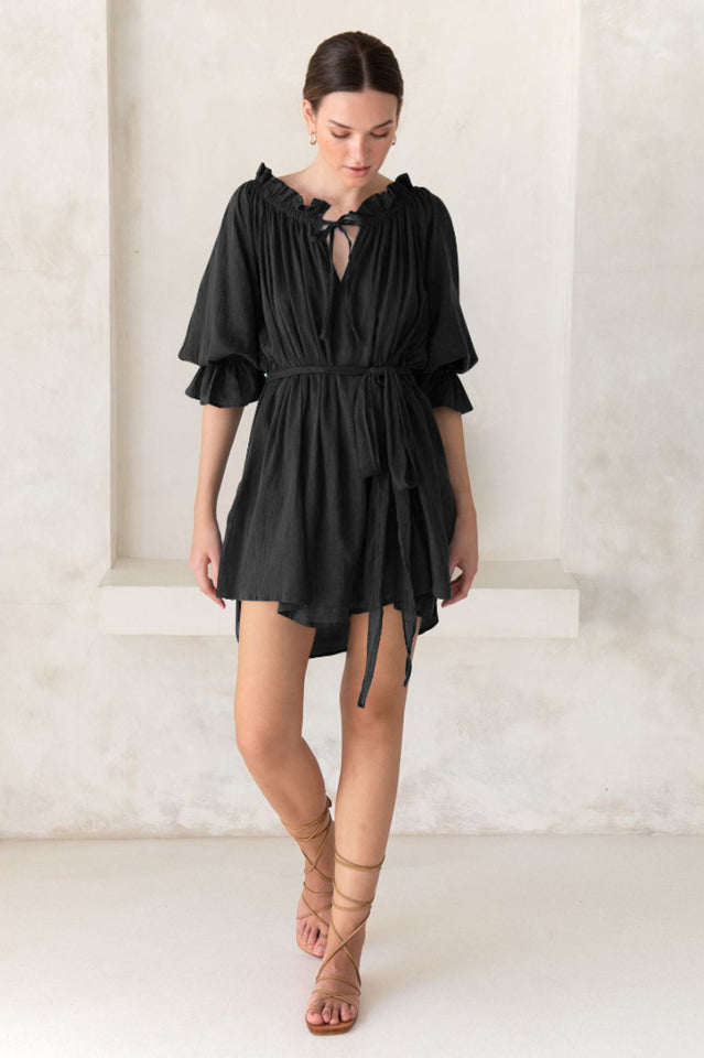 Vacay Off Shoulder Boho Mini Dress Newgew