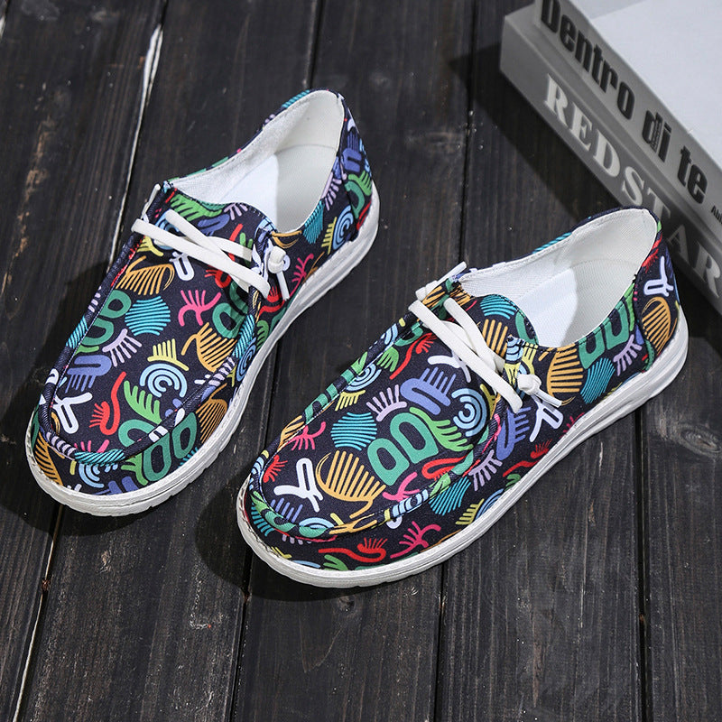 Print Lace-Up Loafers Shoes Newgew