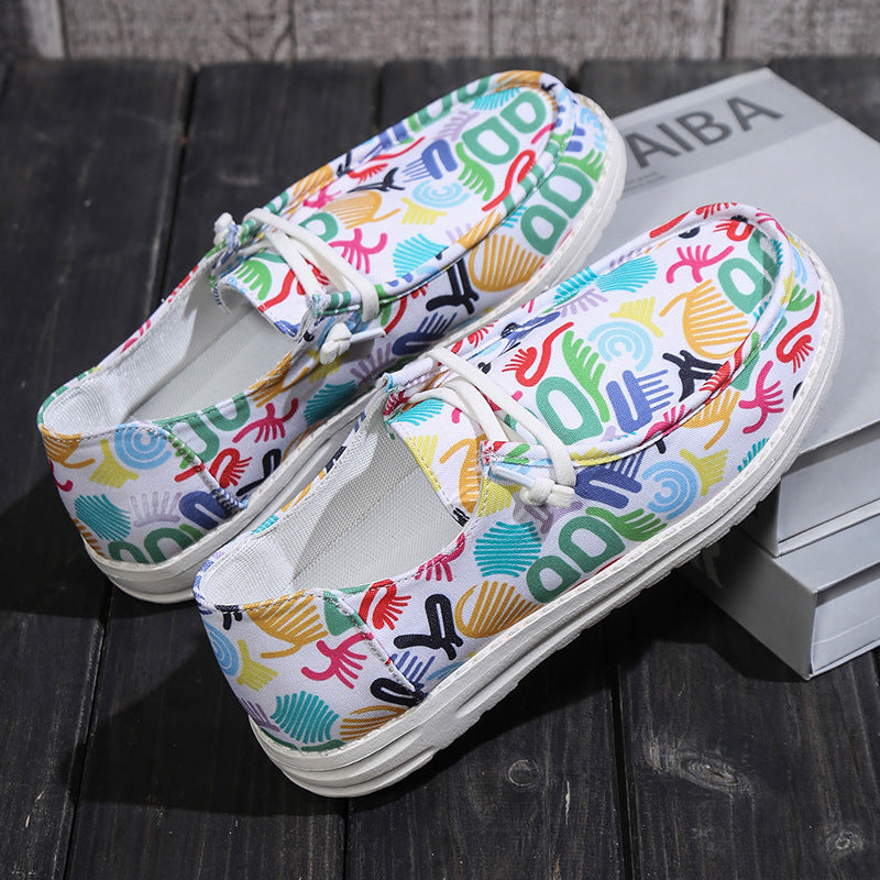 Print Lace-Up Loafers Shoes Newgew