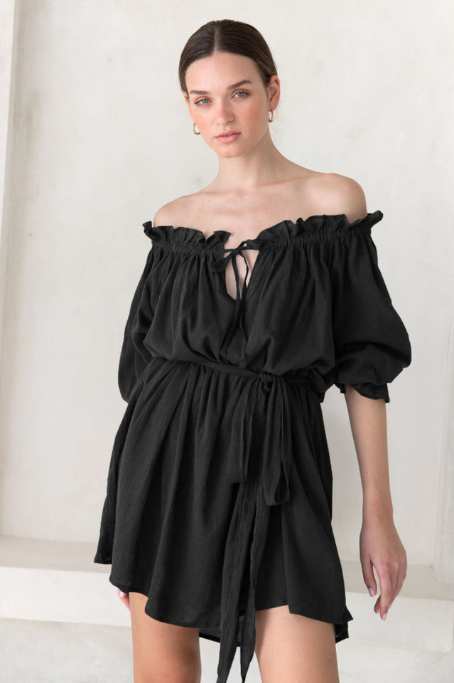 Vacay Off Shoulder Boho Mini Dress Newgew