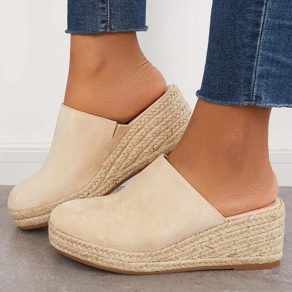 Espadrilles Mule Wedges Platform Slip on Backless Sandals Pairmore