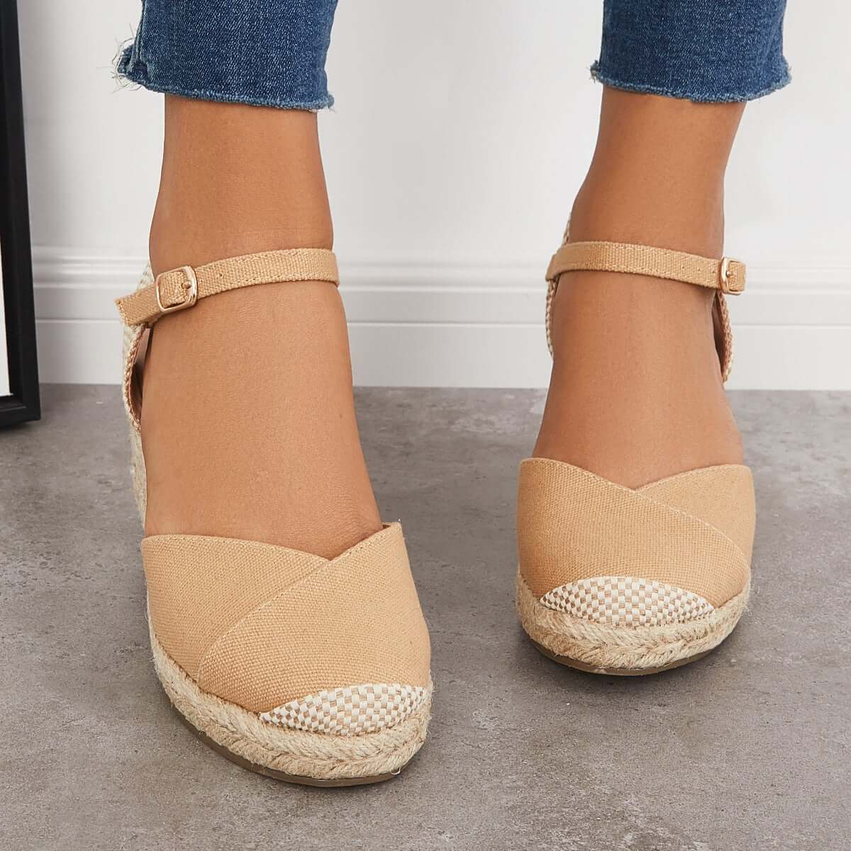 Closed Toe Espadrilles Wedge Ankle Strap Sandals Pairmore