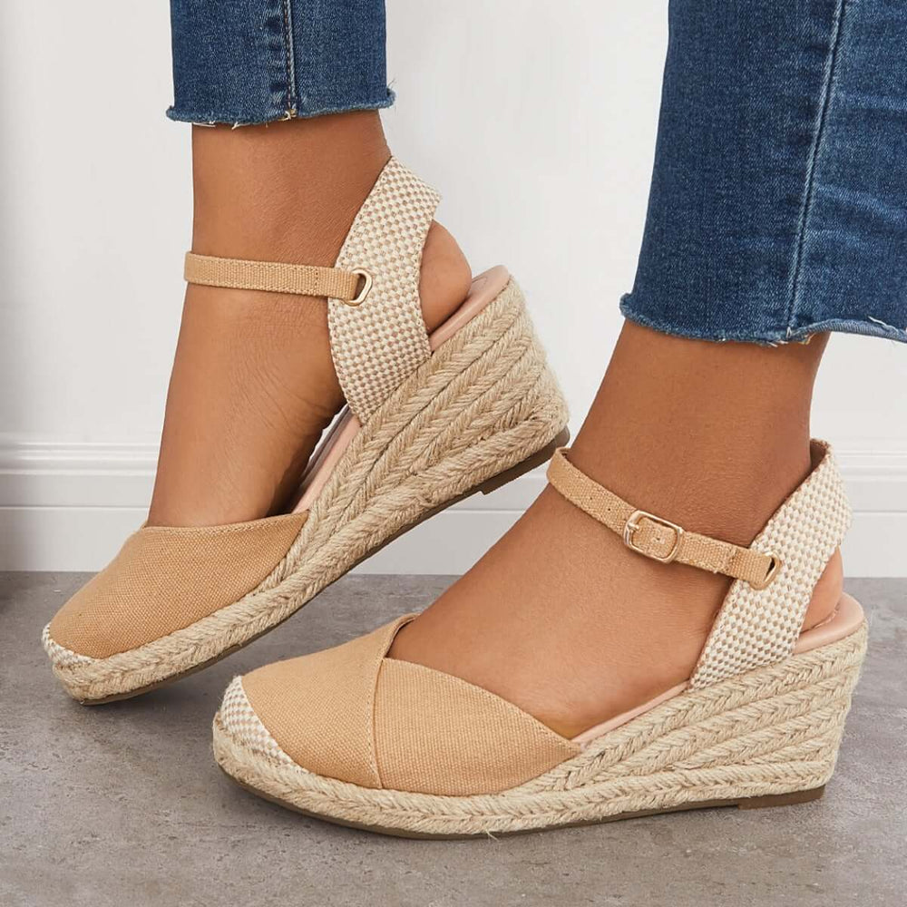 Closed Toe Espadrilles Wedge Ankle Strap Sandals Pairmore