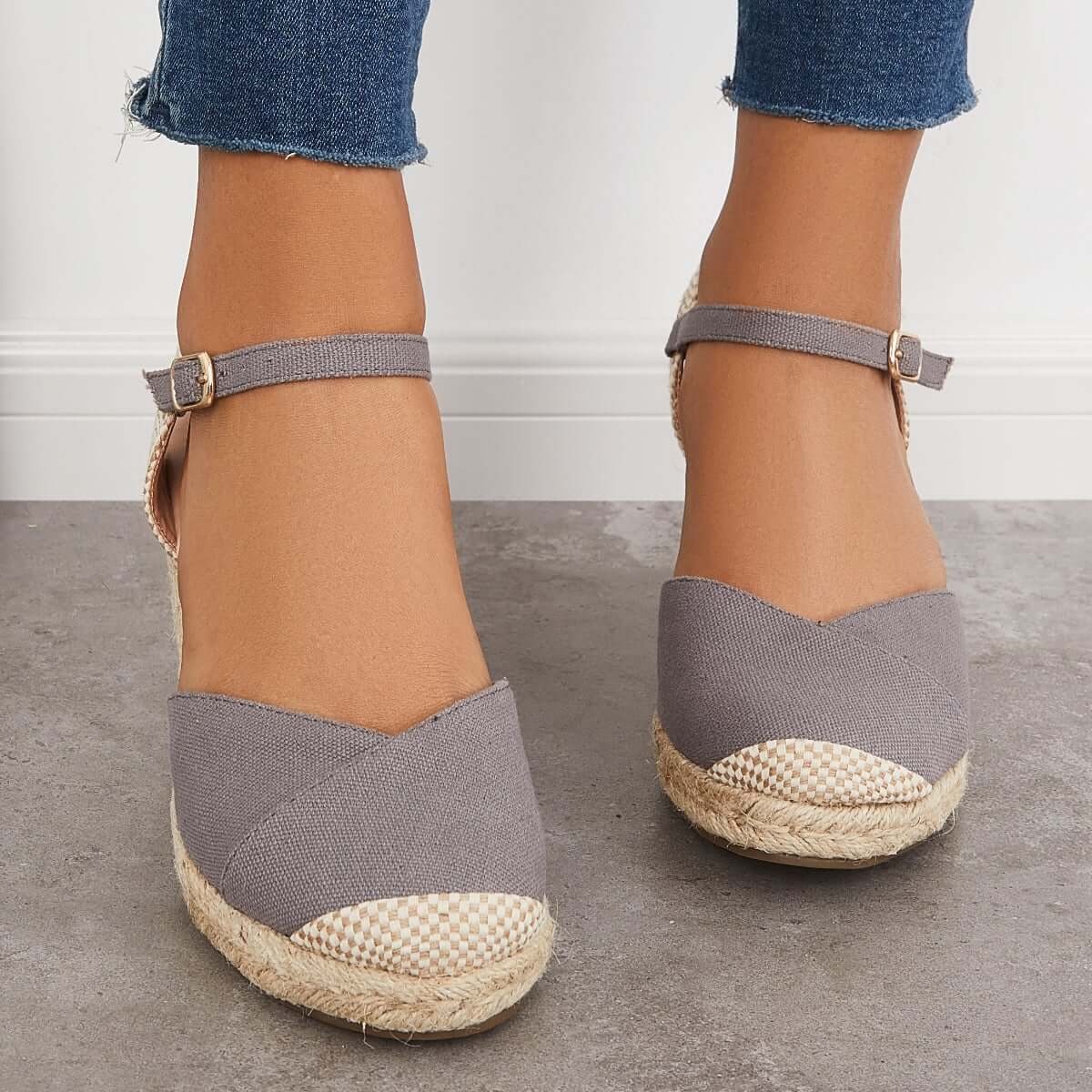 Closed Toe Espadrilles Wedge Ankle Strap Sandals Pairmore