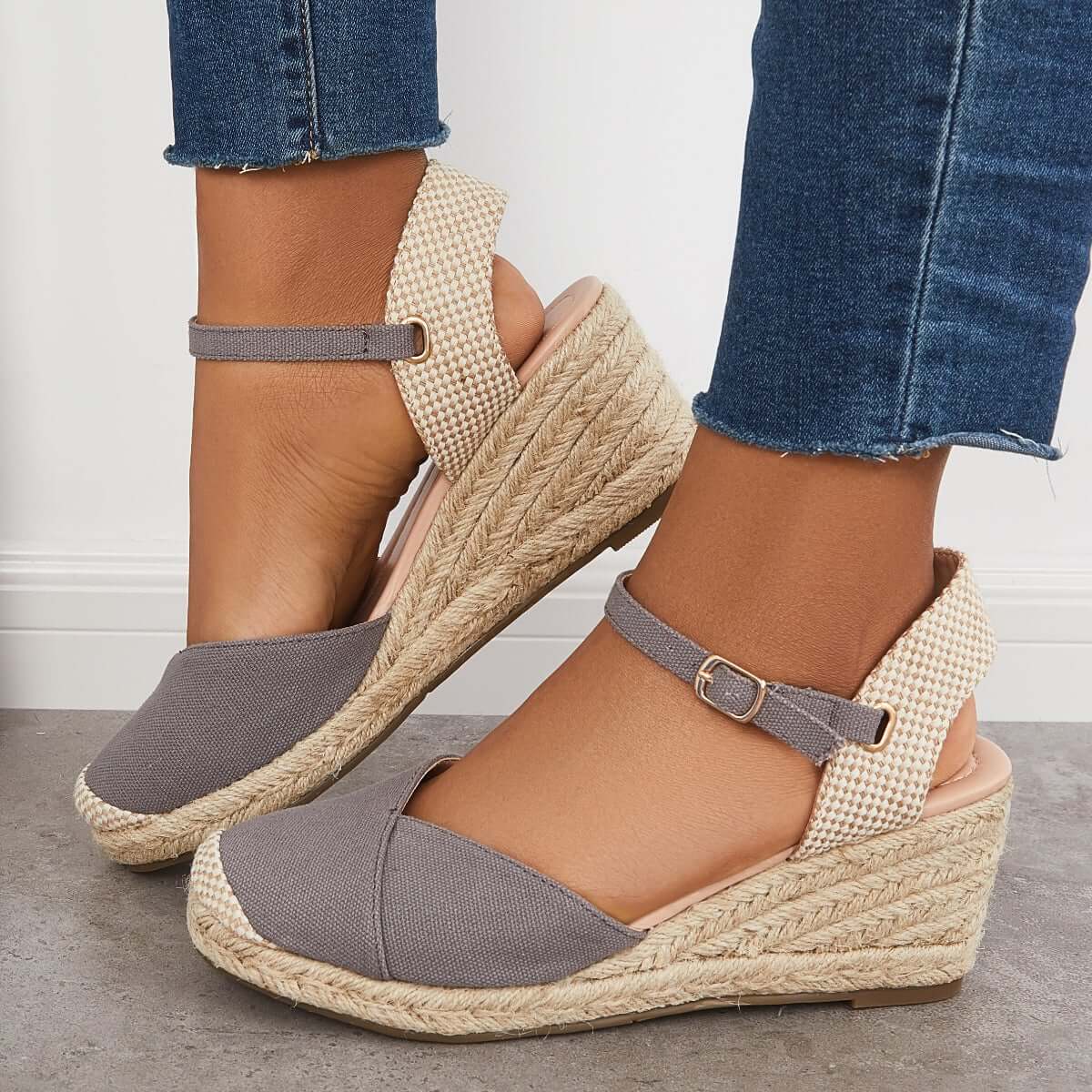 Closed Toe Espadrilles Wedge Ankle Strap Sandals Pairmore