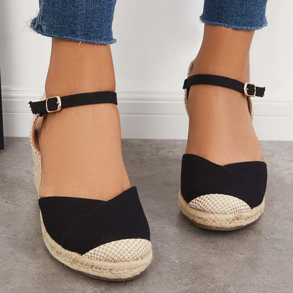 Closed Toe Espadrilles Wedge Ankle Strap Sandals Pairmore