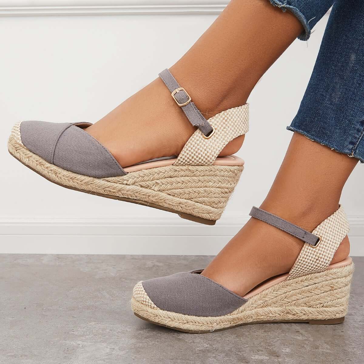 Closed Toe Espadrilles Wedge Ankle Strap Sandals Pairmore